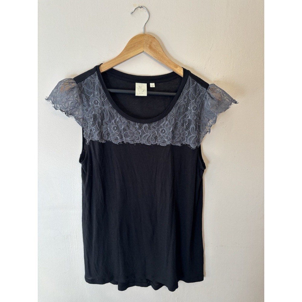 E By Eloise Anthropologie Black Gray Lace Tank Size Medium‎